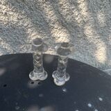 6 transparent glass knife holders, flower shape, antique twists