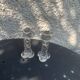 6 transparent glass knife holders, flower shape, antique twists