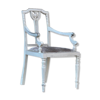 White lacquered wooden armchair