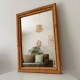 Miroir vintage en bambou années 60 65*45cm