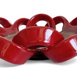 Vallauris Ceramic Centerpiece Bowl, Oxblood Faience, France, 1950s