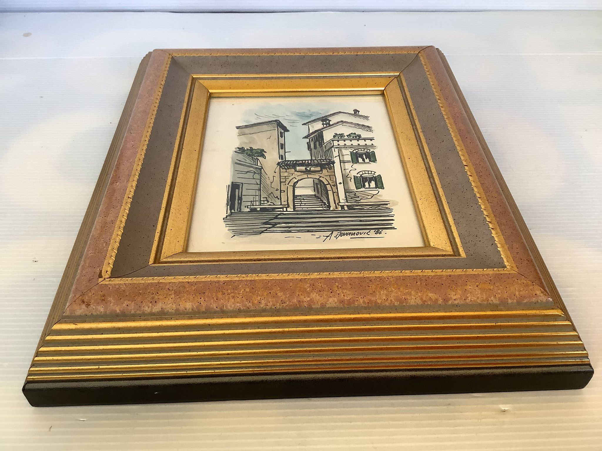 Watercolour painting signed village view