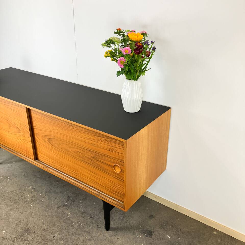 Buffet by Lothar Wegner, walnut with a black top, vintage from the 1960s.