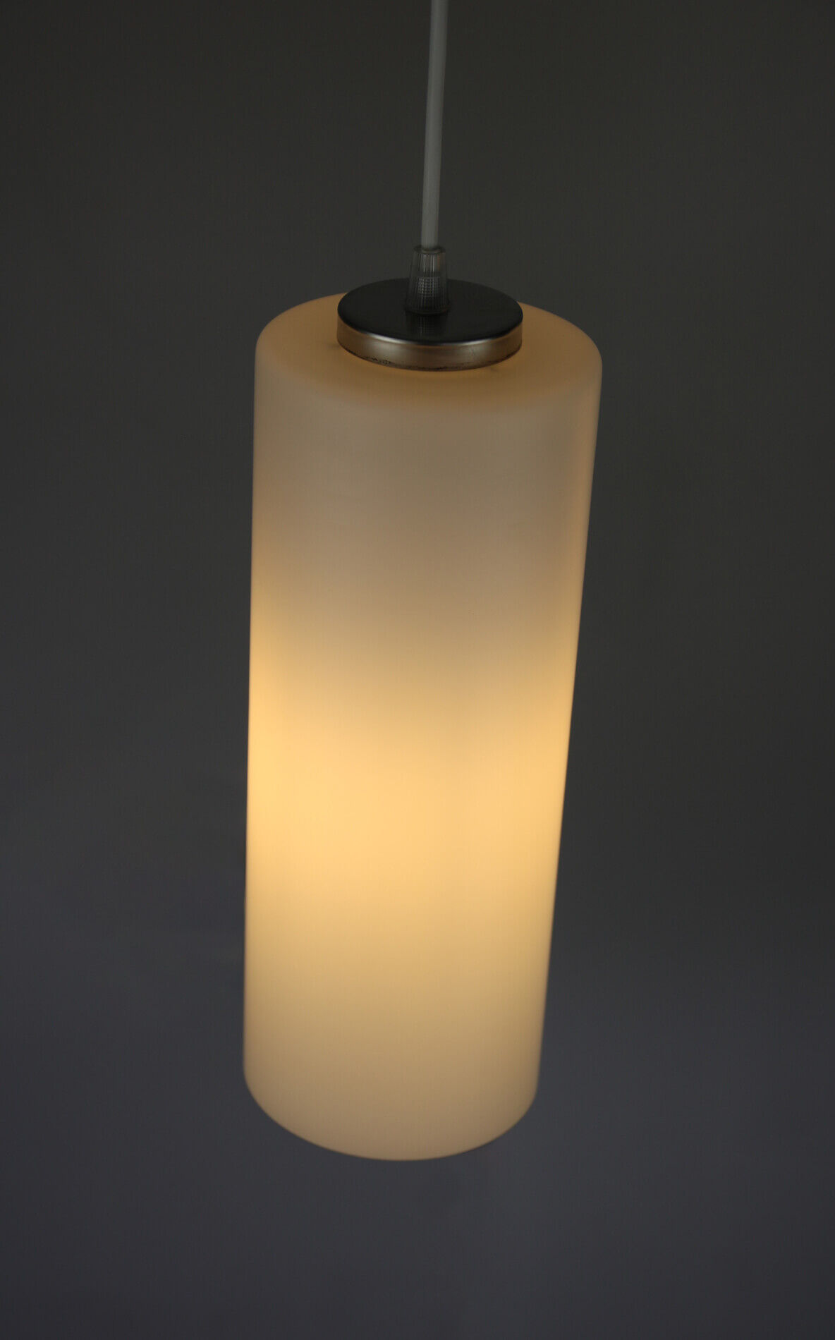 Pair of vintage Danish opaline glass hanging light