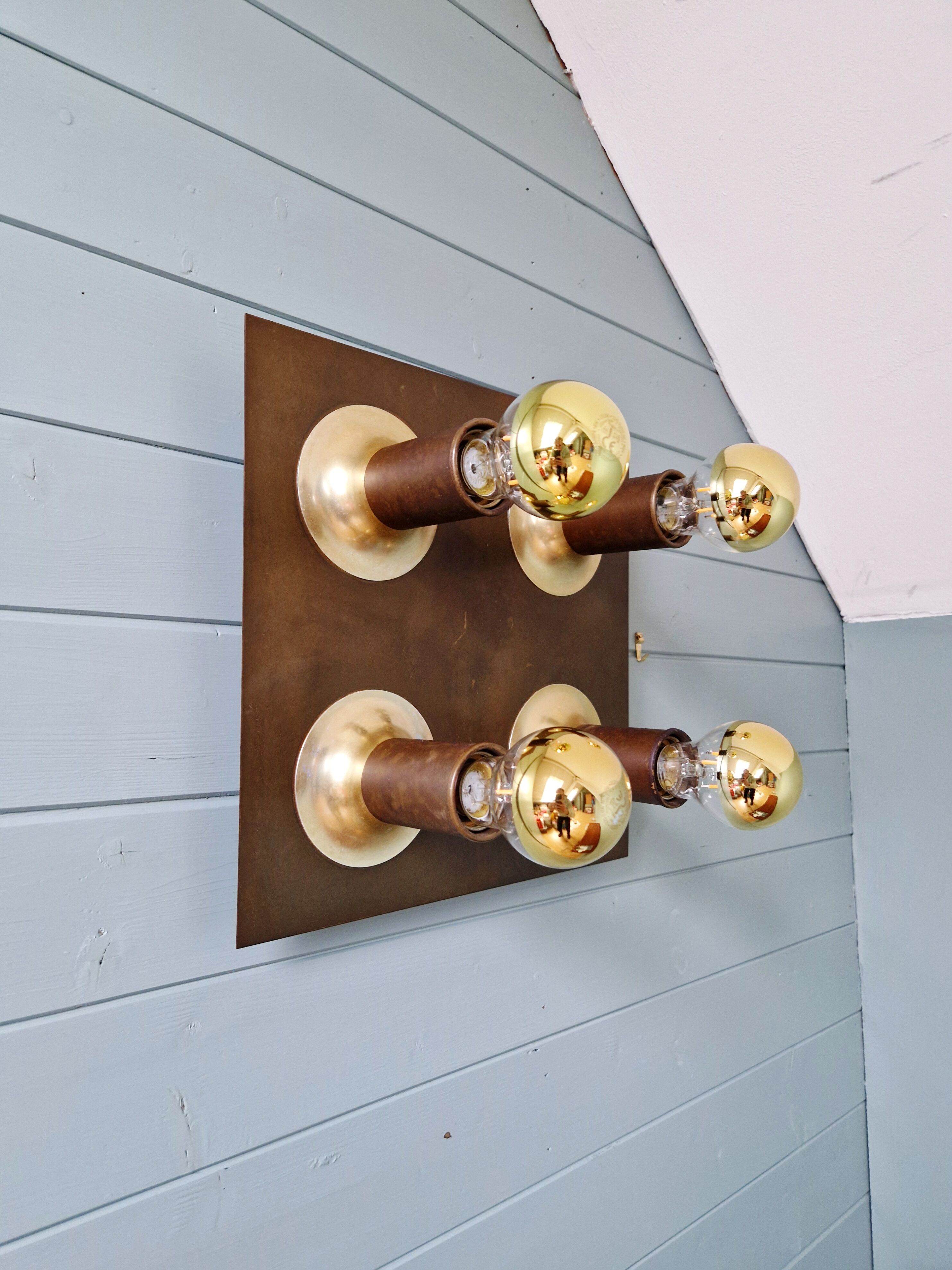 Space Age Wall Light/Ceiling Light in brass, Cosack Leuchten, 1970
