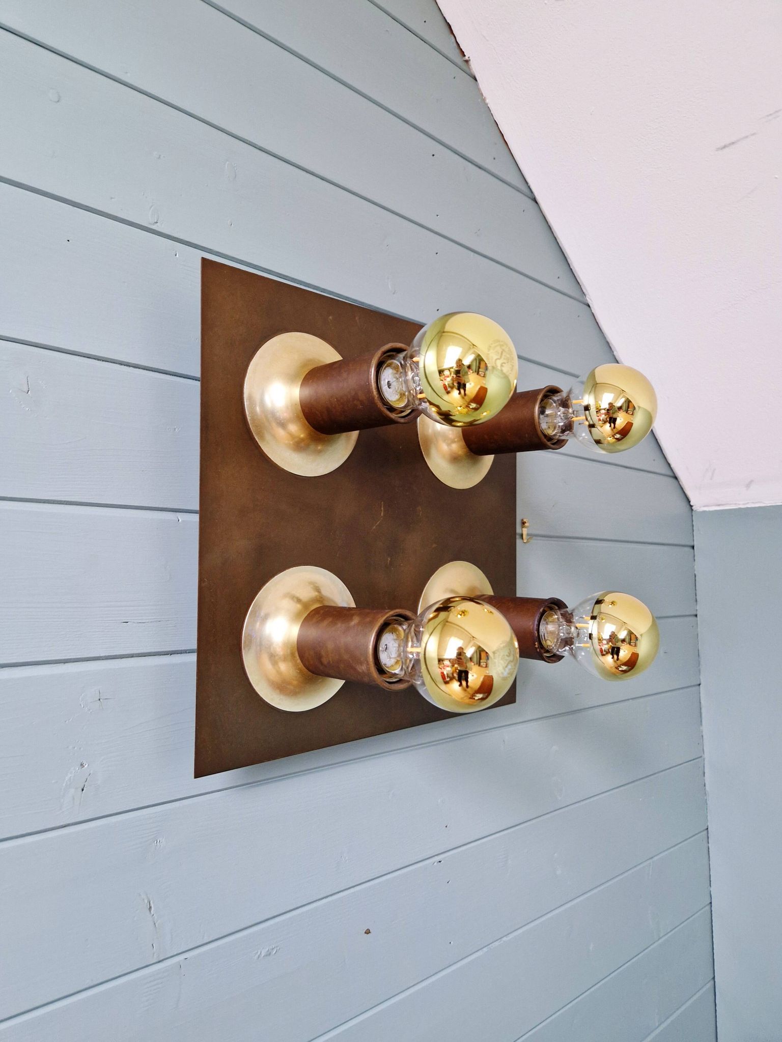 Space Age Wall Light/Ceiling Light in brass, Cosack Leuchten, 1970