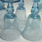 5 glasses with blue Biot stemmed
