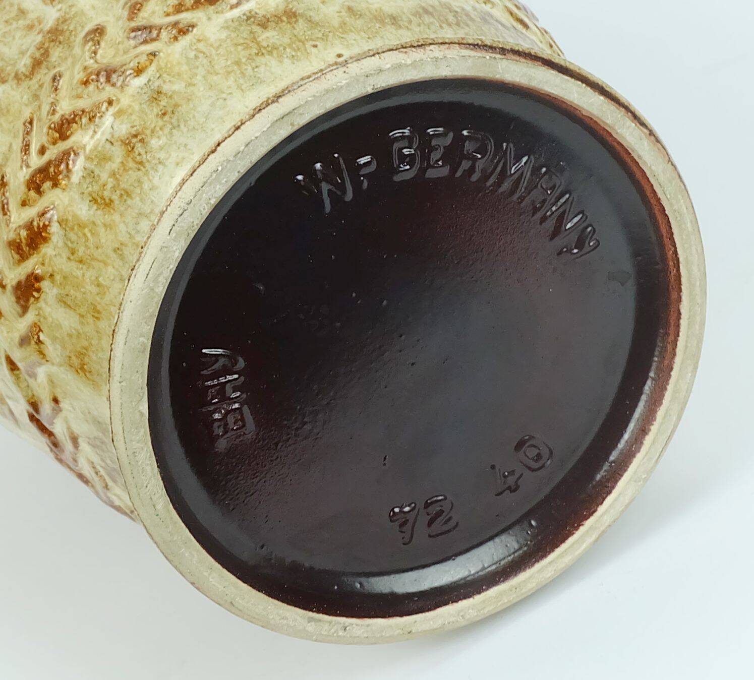 1960s 70s bay keramik VASE floorvase 72 40 beige and brown relief pattern