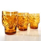 6 Vintage advertising glass signed on the reverse PERNOD SA in amber color