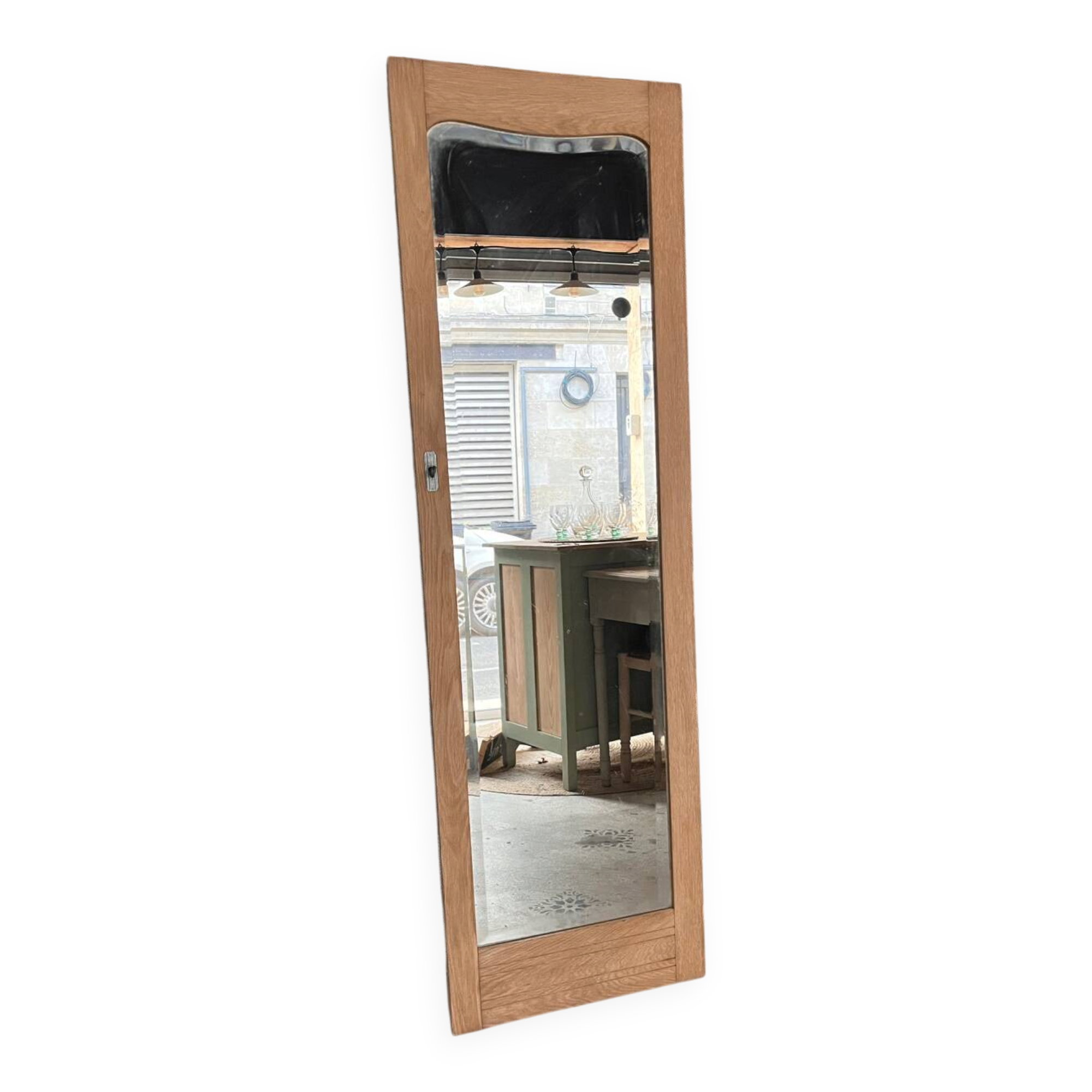 Vintage Art Deco mirror door Izïa solid oak wood