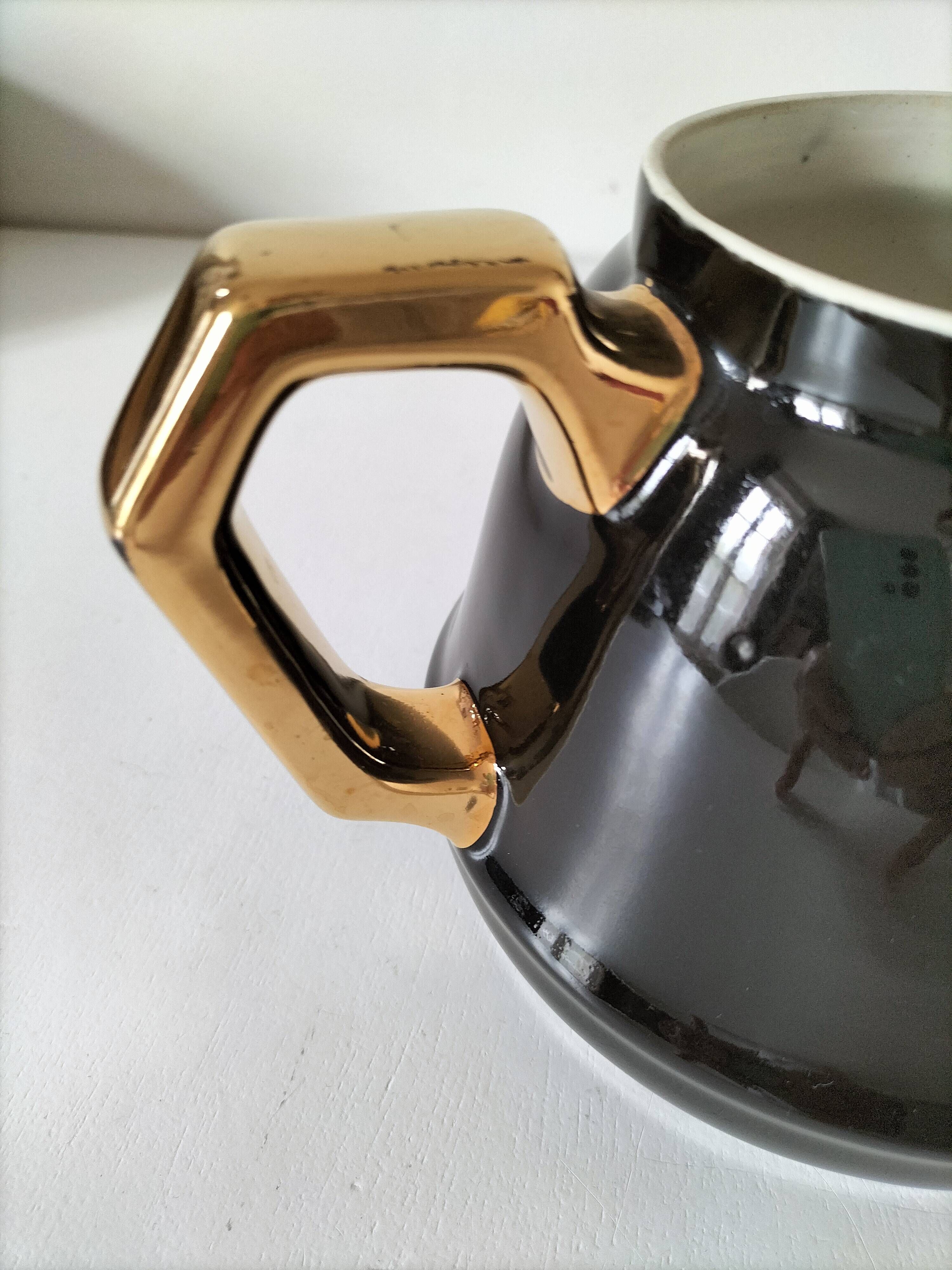 Vintage black and gold teapot RIO – Art Deco style