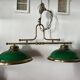 Lighting, billiard chandelier in brass and opaline