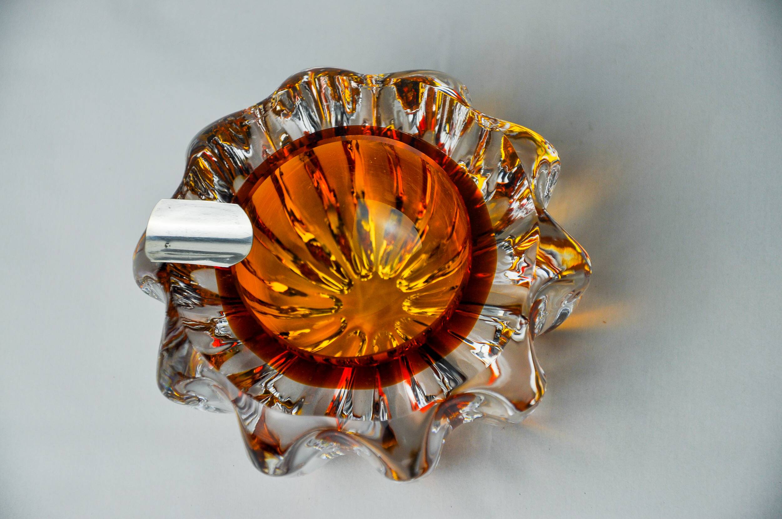 Orange Sommerso ashtray by Seguso, Murano glass, Italy, 1970
