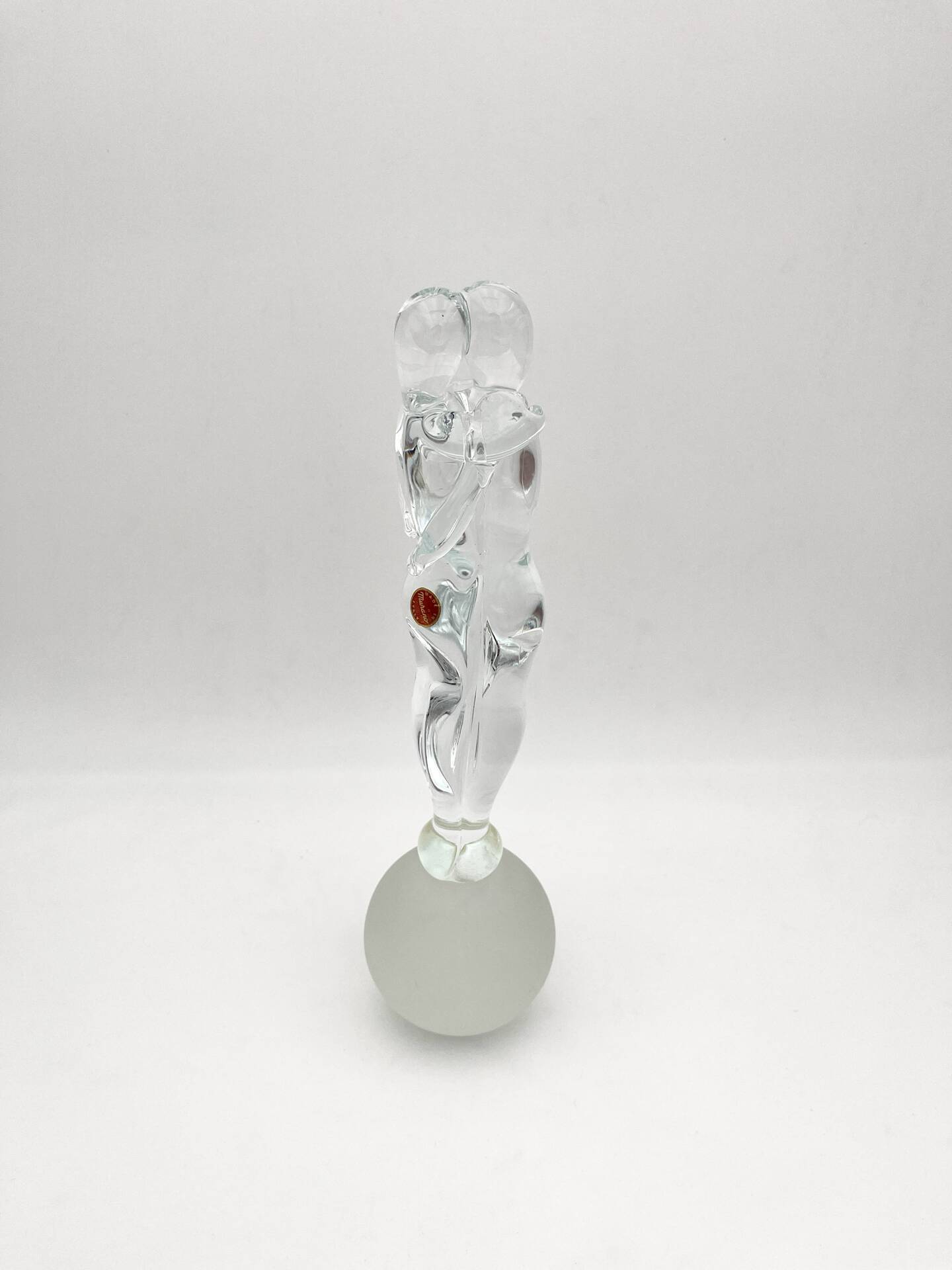 Sculpture Amoureux Verre Massif Murano 2000 Signée Mathis Zane