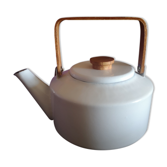 Scandinavian teapot white enamelled metal - 1970s