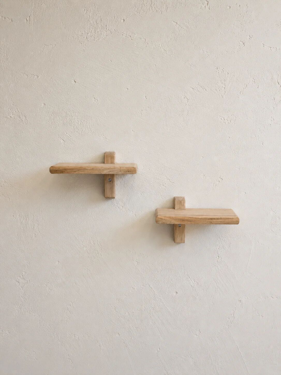 Pair of solid oak shelves