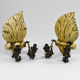 Pair of Hollywood Regency sconces in carved, painted and patinated wood, 1950s