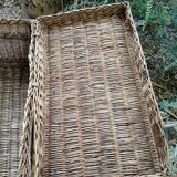 Large old vintage wicker trunk with 2 padlock closures