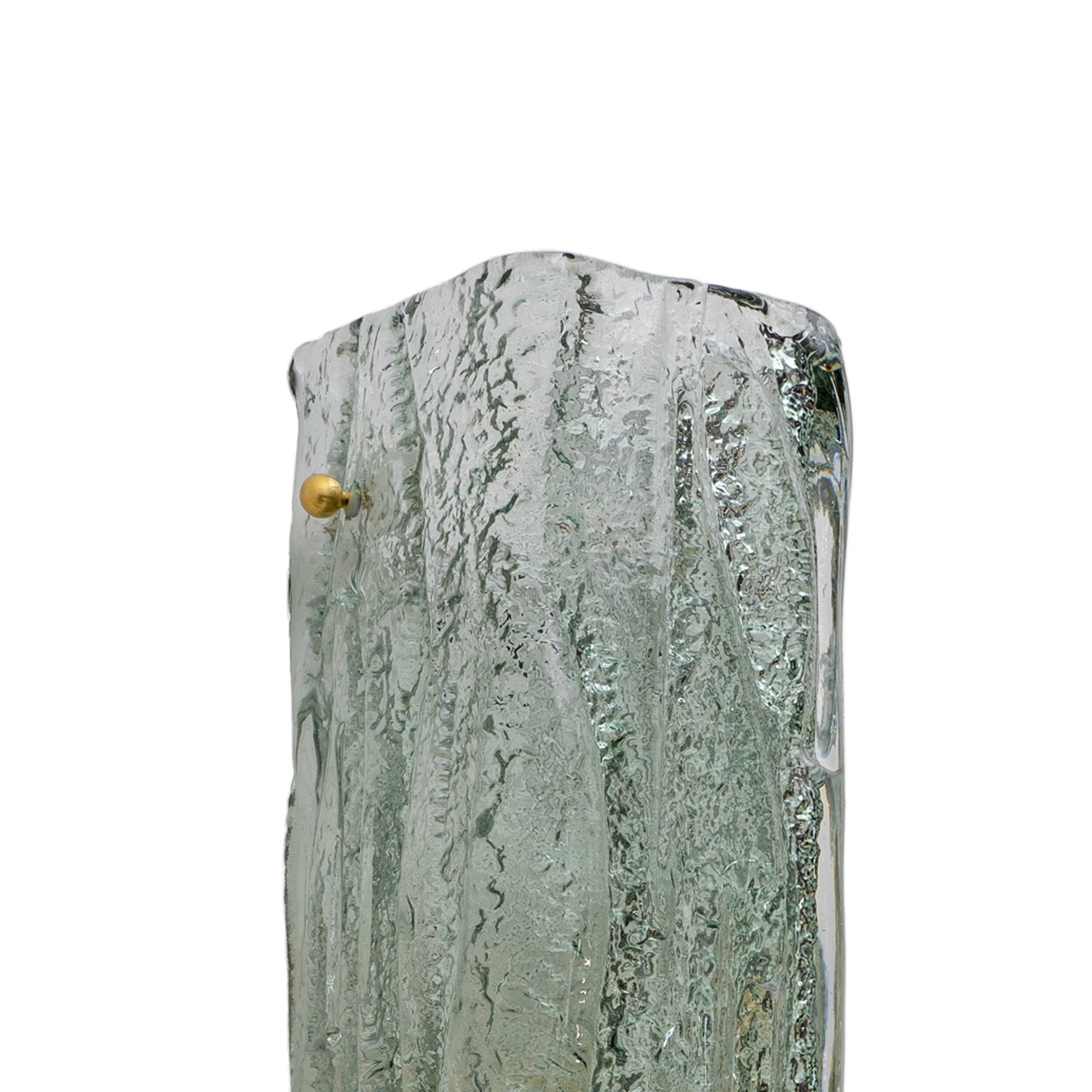 Pair of Mazzega-Style Aquamarine Murano Glass Sconces