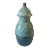 Vase Pot Urne Céramique Émaillée Terre Cuite Rouge Signée "DP"