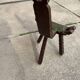 Spanish brutalist chair in solid wood and olive green leather, 1950s.