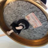 Structured amber glass globe lamp on black and brass base by Solken Leuchten/ 60s-70s