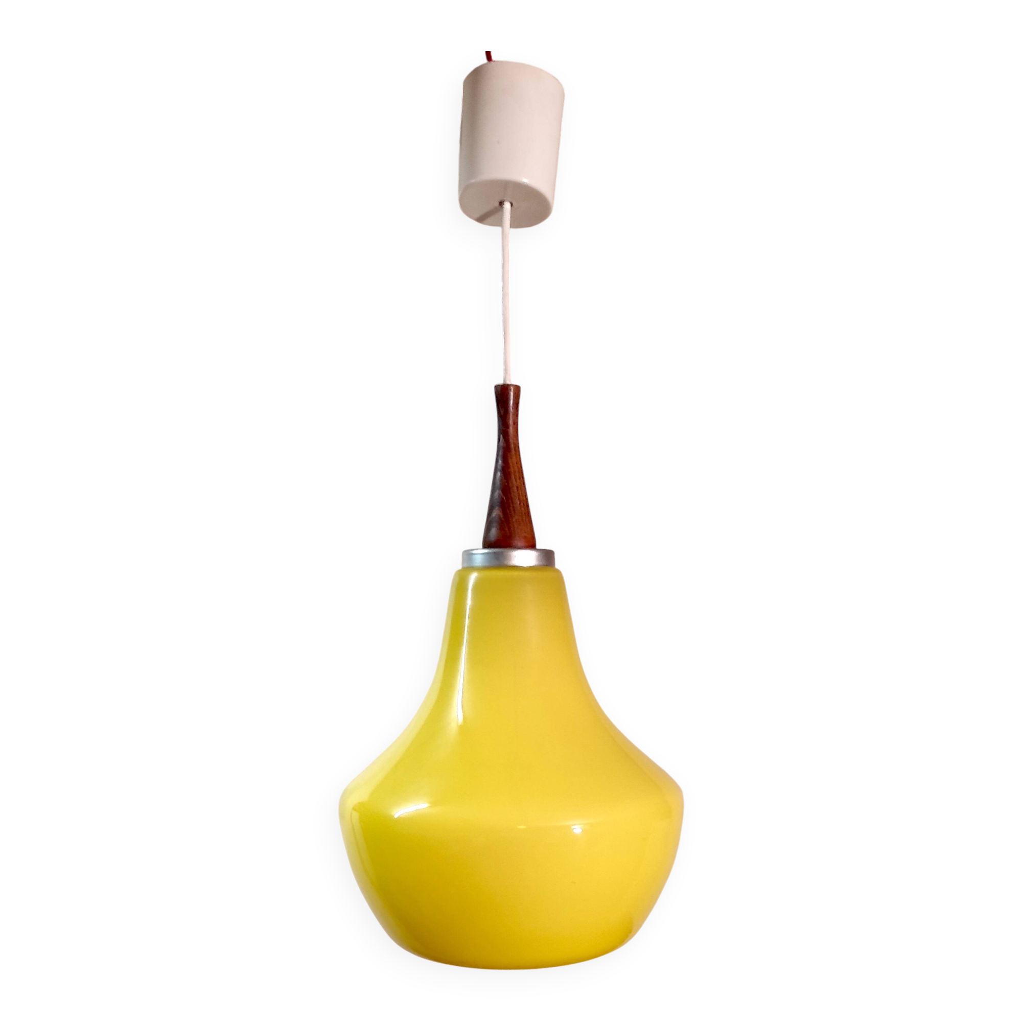 Scandinavian style suspension in green/yellow opaline - 1970s