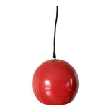 suspension ronde sphérique industrielle en métal rouge années 70