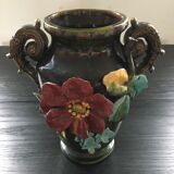 XL vase with floral decoration, slip