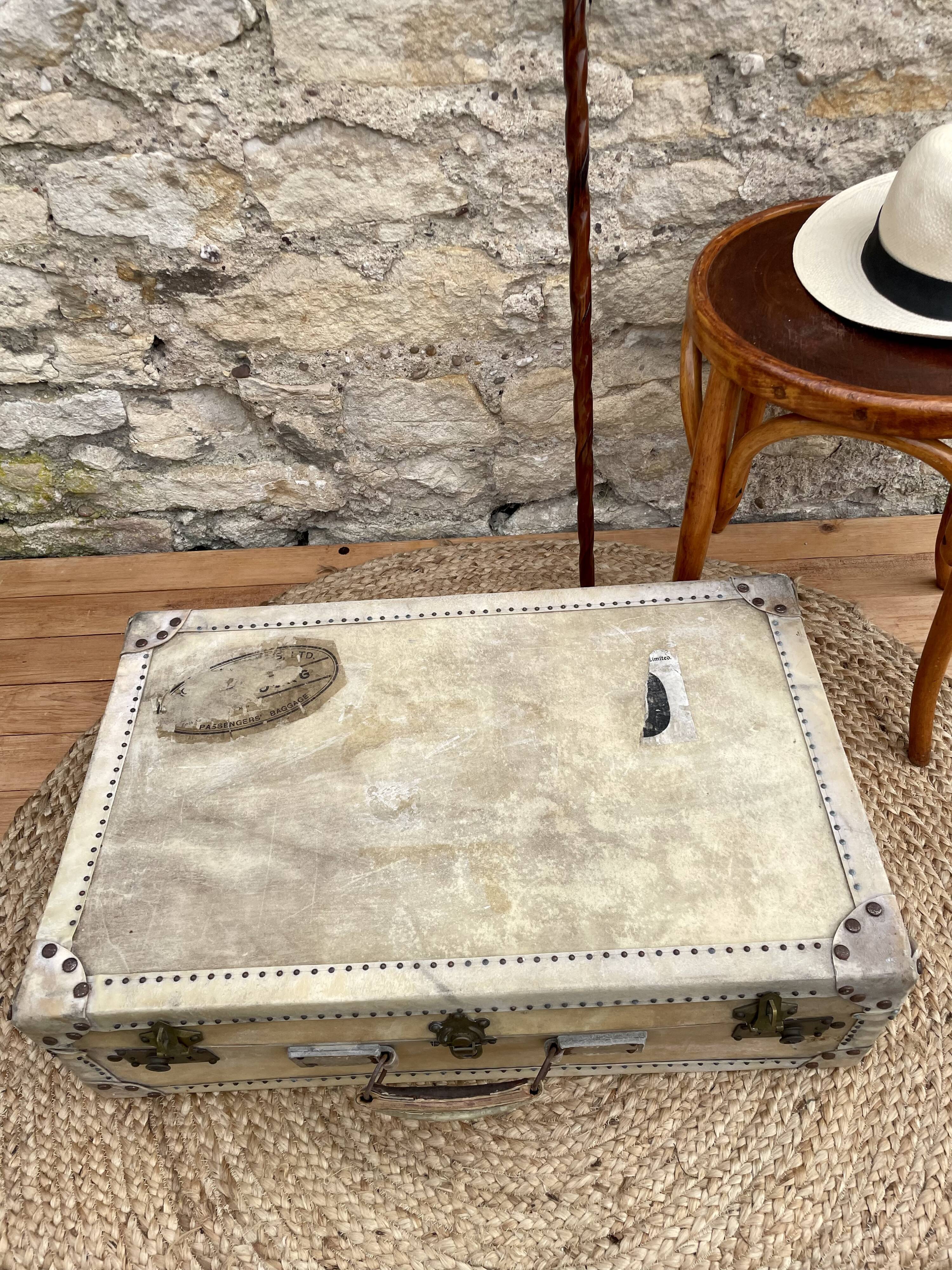 Old wood and leather suitcase