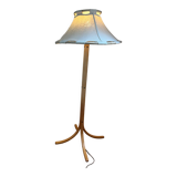 Floor lamp in wood, bamboo and linen