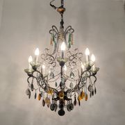 Grand lustre en cristal multicolore des années 1950