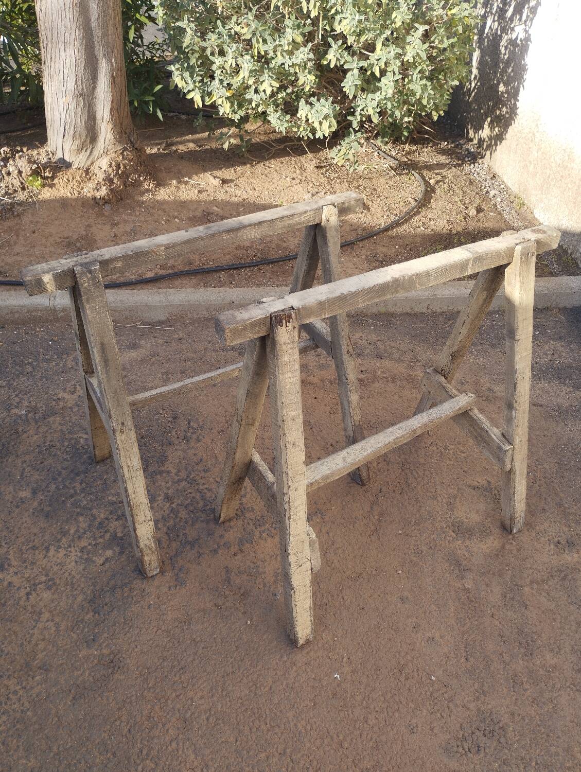 Pair of old wooden trestles