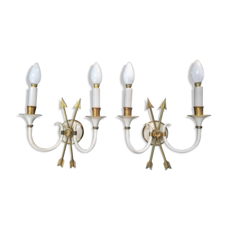 Pair of bronze arrow sconces