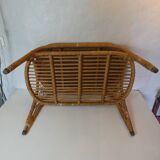 Old vintage rattan coffee table