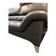 Two-seater black leather sofa Roche Bobois