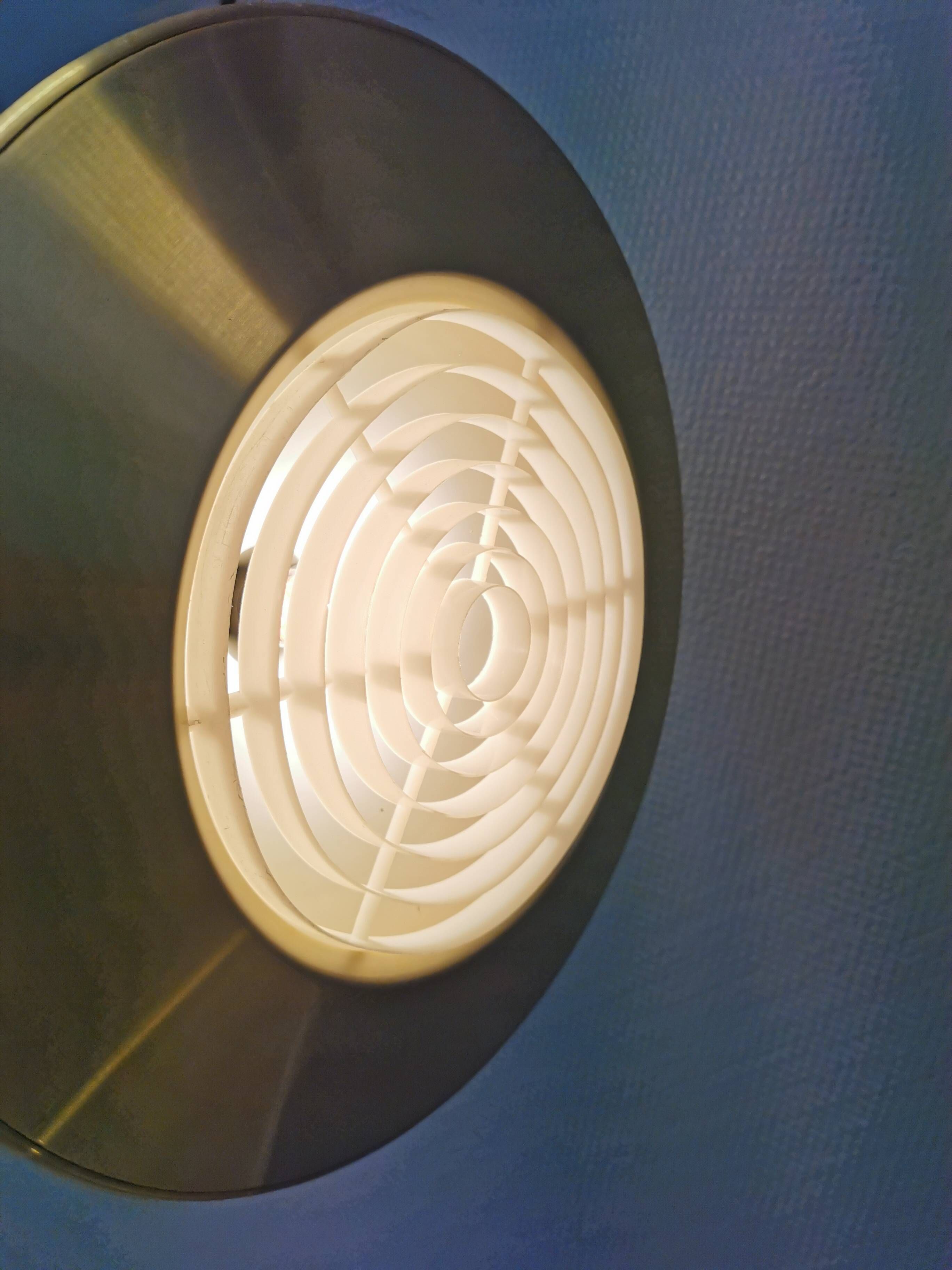 Minimalist and elegant gold coloured hanging lamp designed by Ejnar B. Mielby for Danish LYFA
