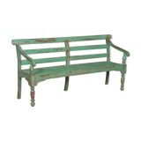 Indian bench in green lacquered teak