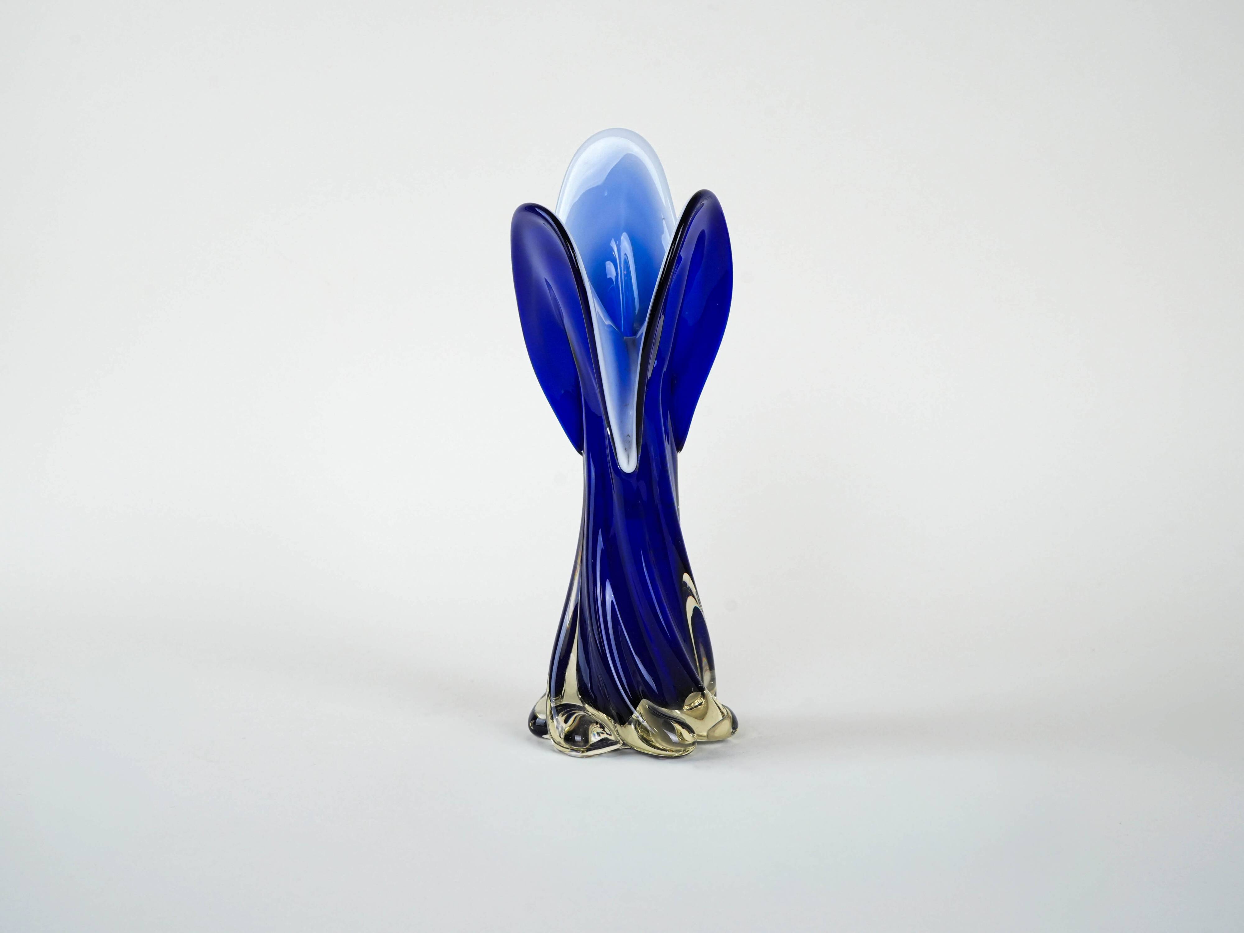 Cobalt vase, Murano glass, Italian design, 1960s, made in Italy