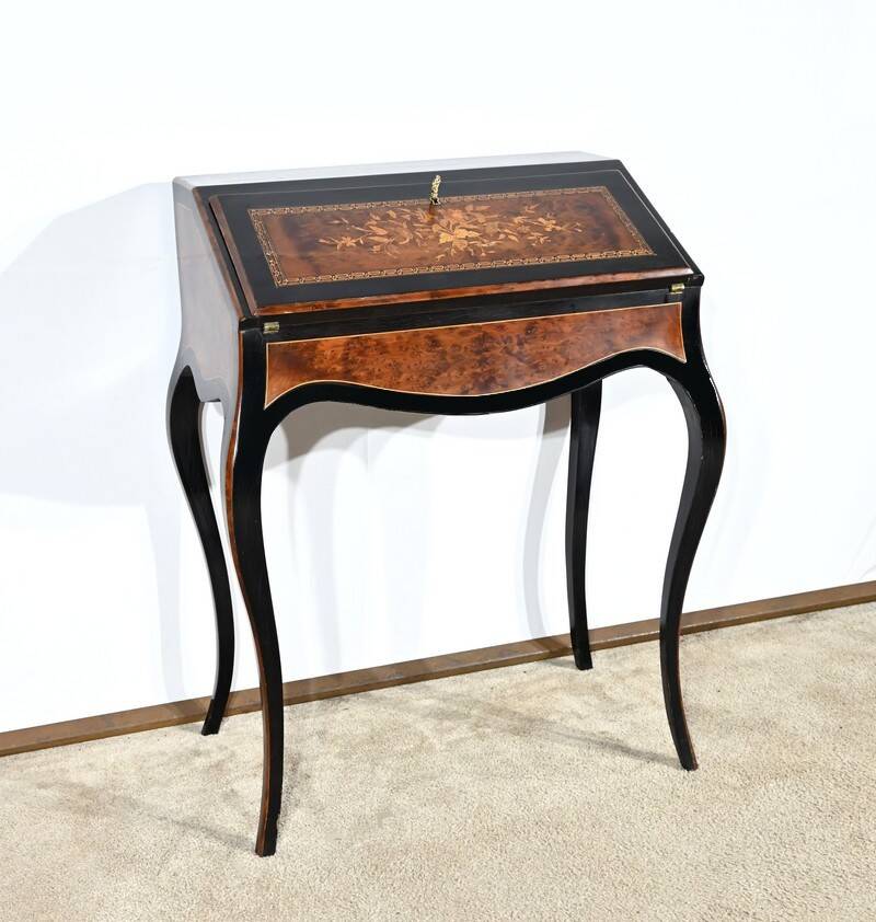 Blackened pearwood and amboyna sloping desk, Napoleon III period, mid-19th century