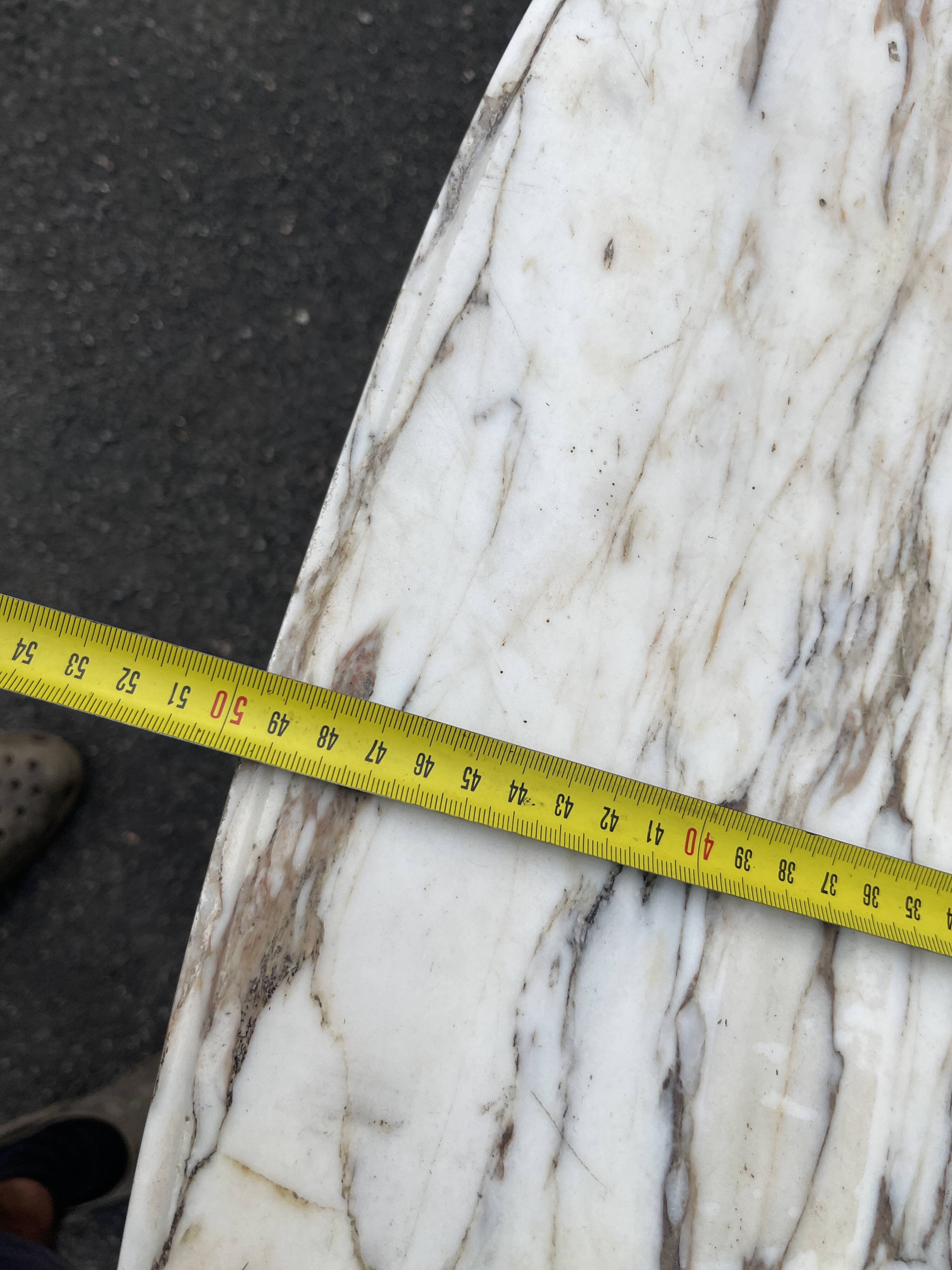 Louis XVI style half-moon console table with carved and painted wood and marble top