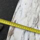 Louis XVI style half-moon console table with carved and painted wood and marble top