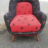 Armchair year 50 red and black compass feet