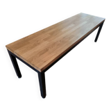 Large oak and steel bench