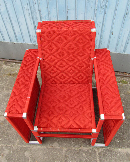 Fauteuil tissé en nylon rouge