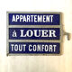 Vintage double-sided enamel plate 50's "Apartment for Rent - All Comfort"