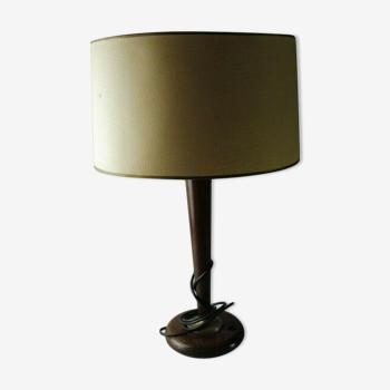 Plate table lamp, wooden, art deco