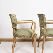 Pair of upholstered bridge armchairs.