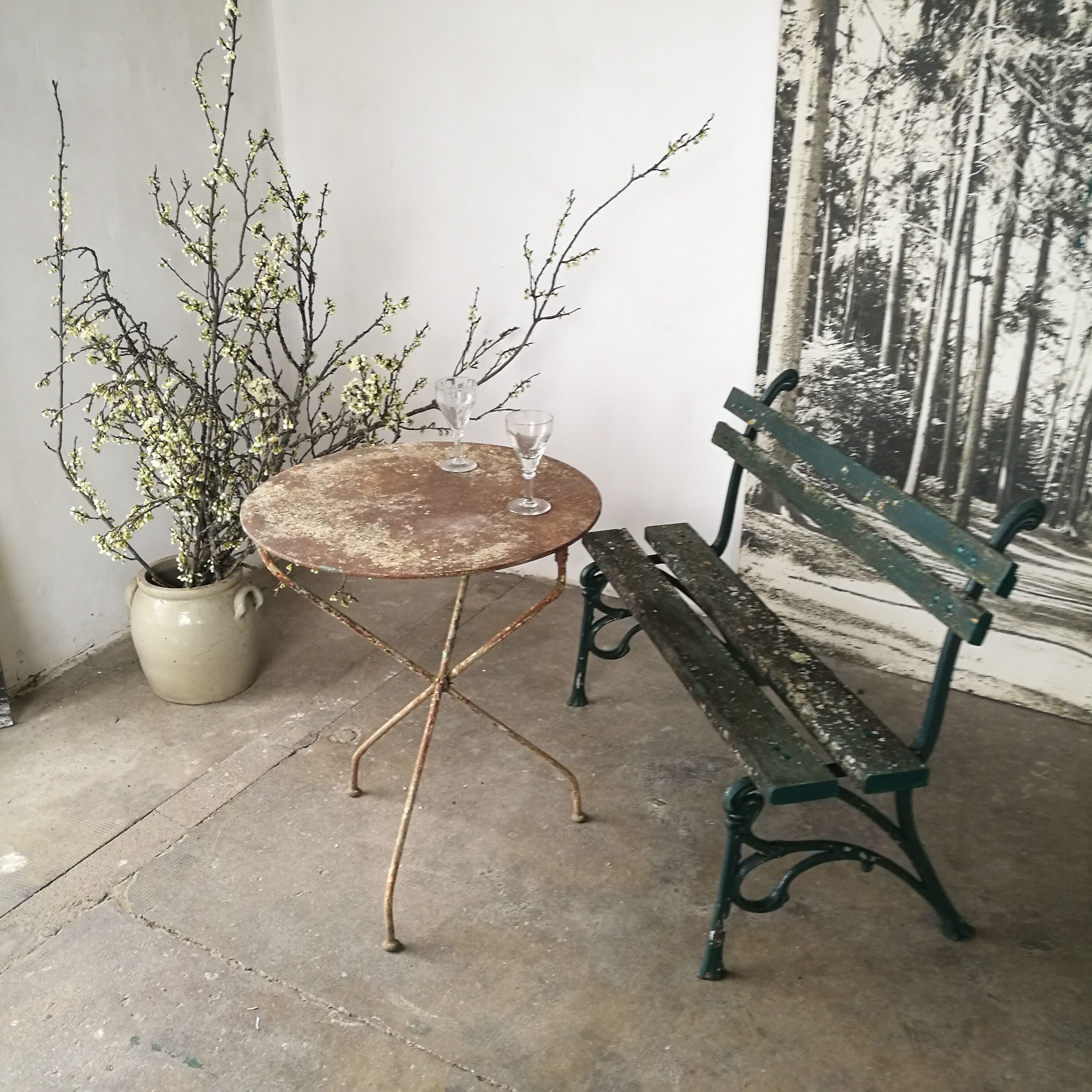 Garden bench foot cast iron art nouveau style