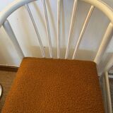 Pair of vintage wood and loop wool armchairs
